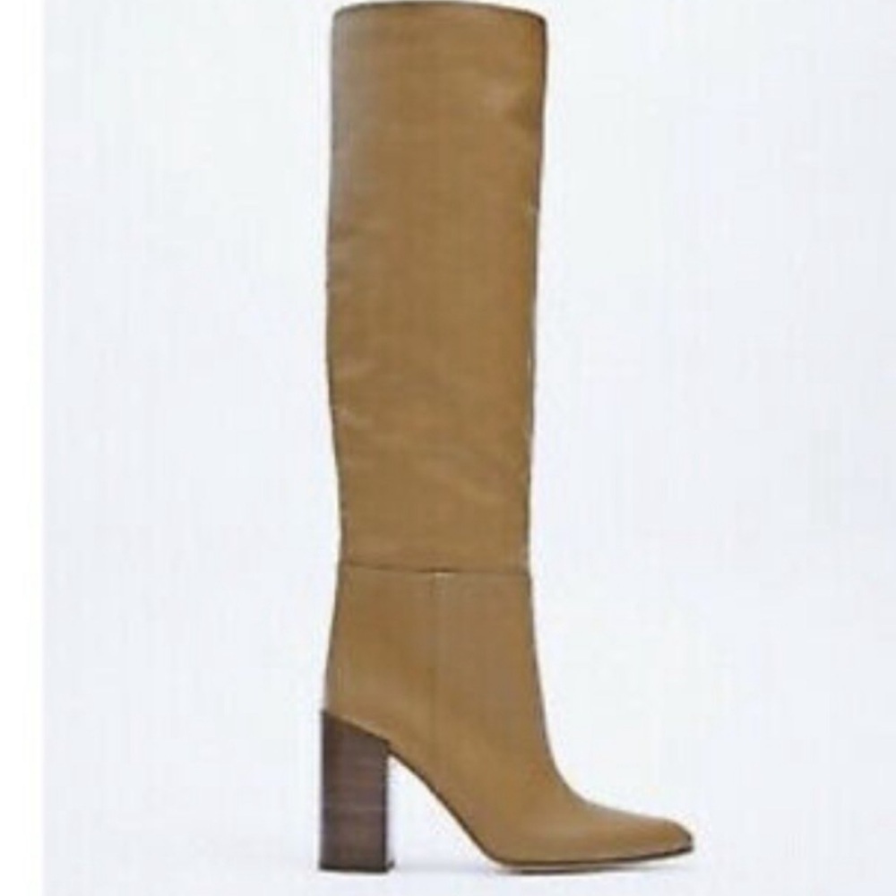 Zara Tan Heeled Boots - Picture 6 of 7